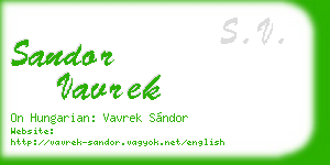 sandor vavrek business card